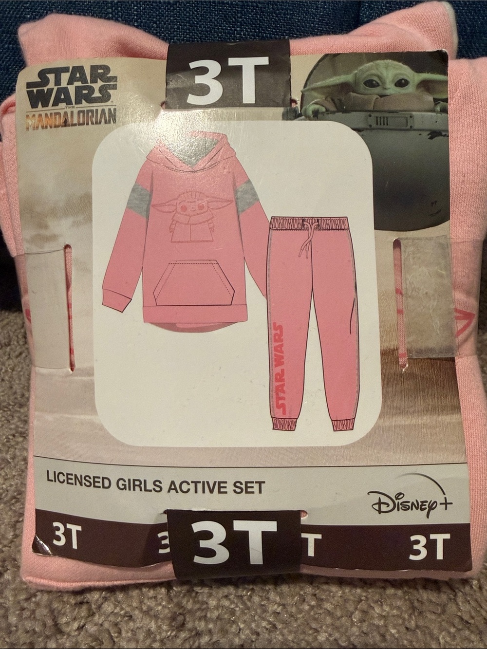 NWT. Star Wars Pink Girls The Mandalorian Grogu Hoodie & Joggers Set - 3T